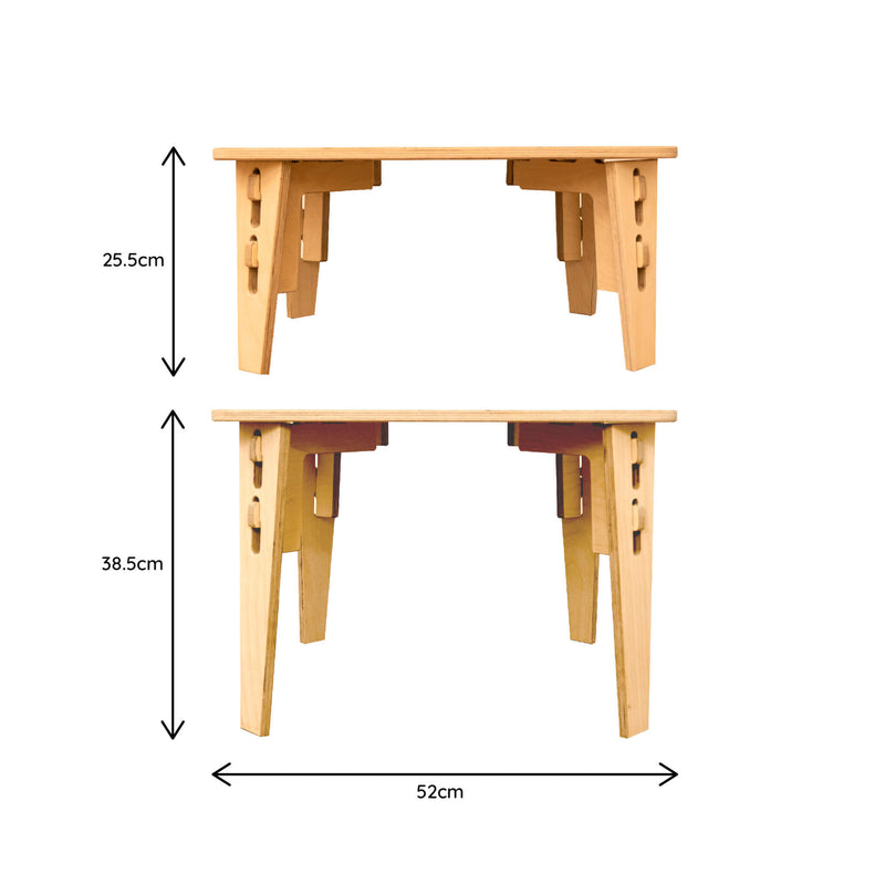 adjustable wooden table heights and dimensions