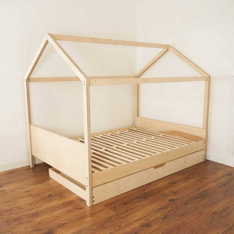 double house bed with a drawer