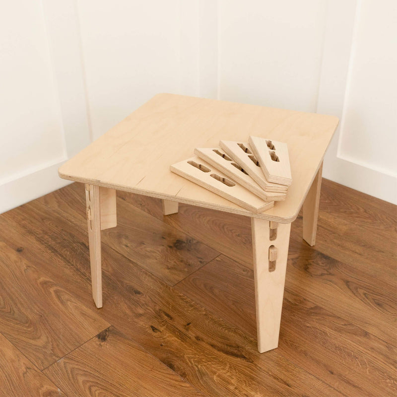 natural tea party table with adjustable legs