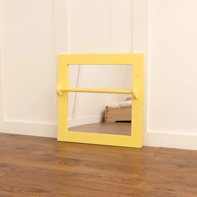 yellow baby pull up bar and mirror